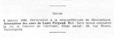 Publication au journal officiel en 1965